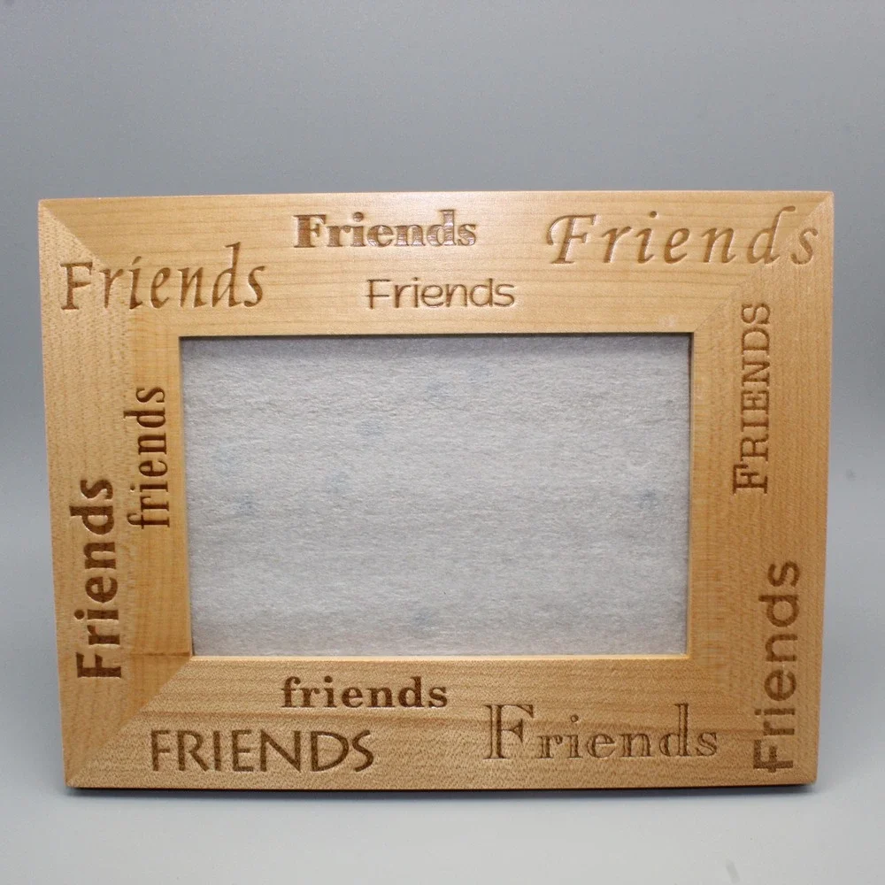 Wood Friends Engraved Photo Frame 4x6 Natural Brown Rustic Farmhouse Home Decor